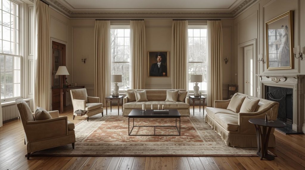 ew England mansion interior symbolizing generational legacy.